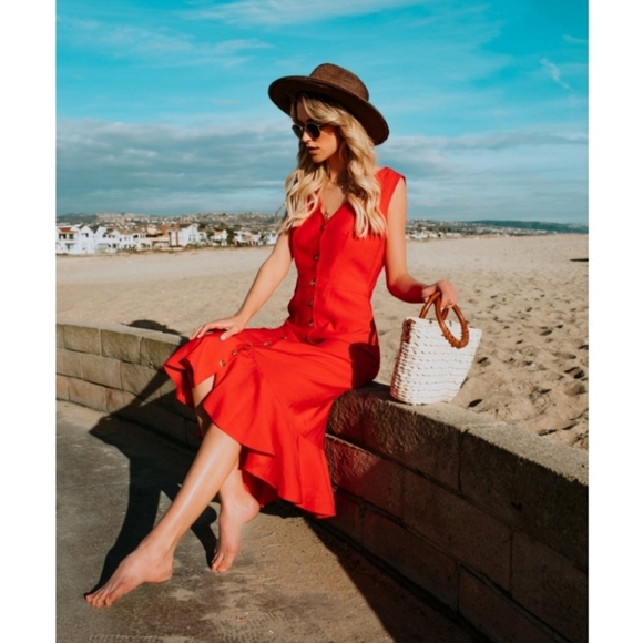 VICI Minka Button Down Ruffle Midi Dress - Picture 2 of 7